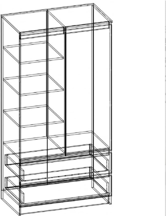 BDW Kleiderschränk 2 Türen, 4 Einlegeböden, Kleiderständer, 2 Schubladen, Mehrzweckschrank, Schubladenschrank, Garderobenschrank für Schlafzimmer, Wohnräume, 180x90x51cm, Weiß