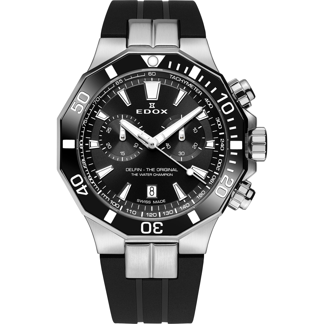 Edox Delfin Chronograph Schwarz