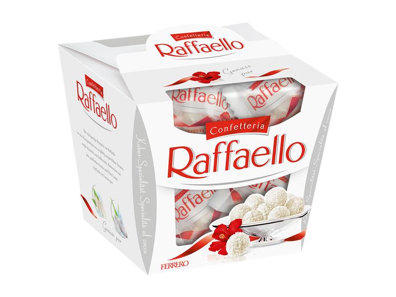 Ferrero Pralinen Raffaello 150 g Exotischer Waffelkonfekt mit Mandeln und Kokosraspeln