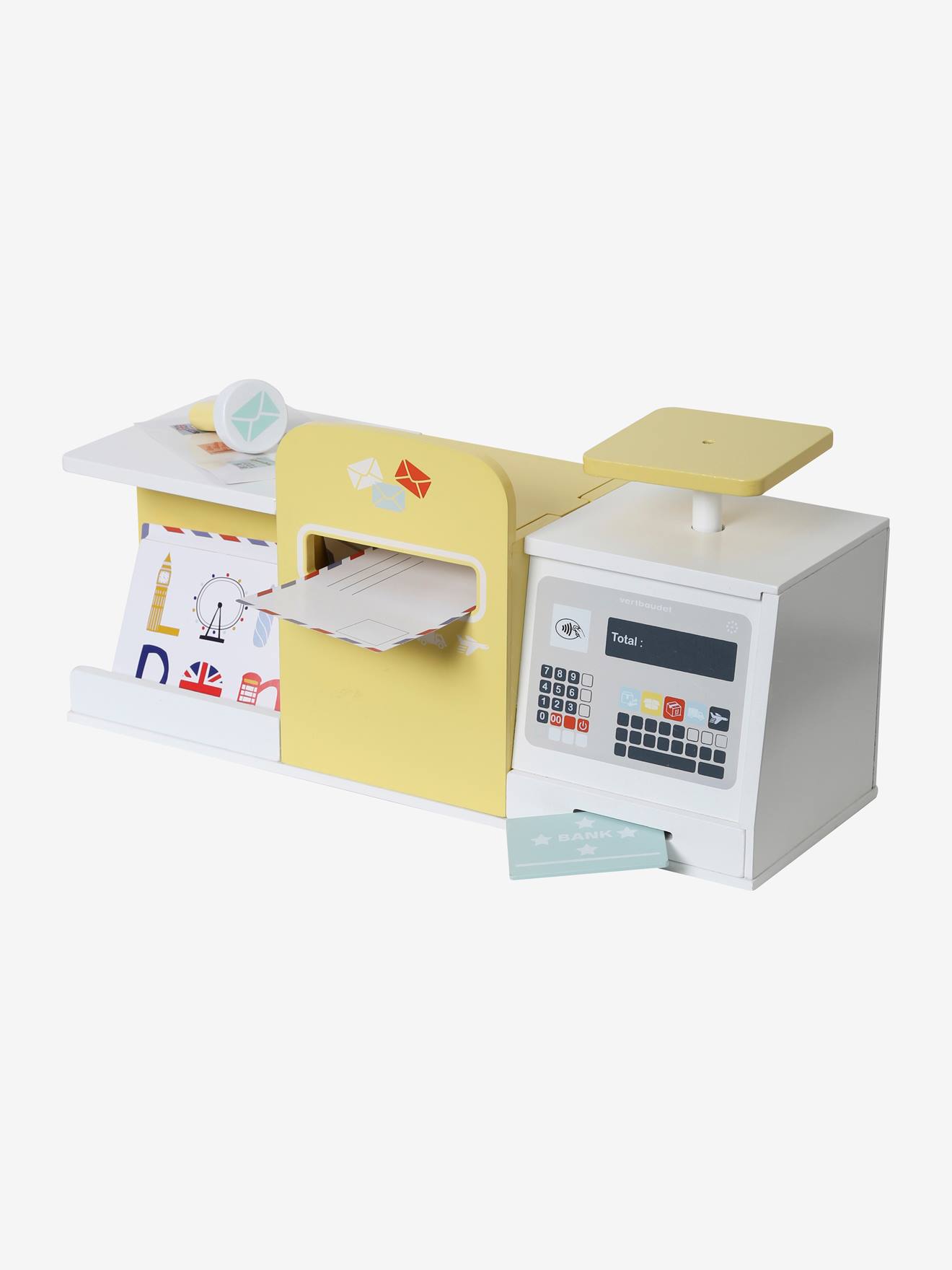 Correios em madeira certificada FSC®, branco claro, liso com detalhes decorativos.