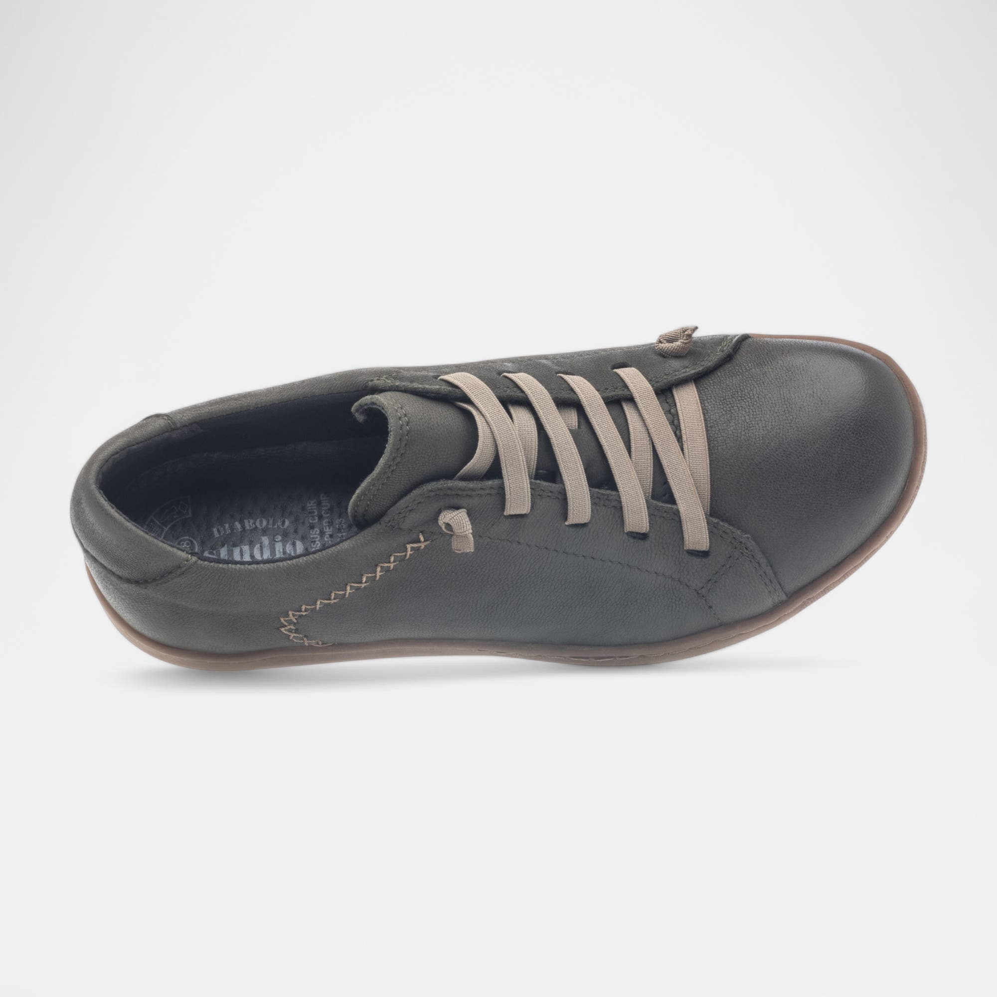 Baskets basses Femme en cuir kaki