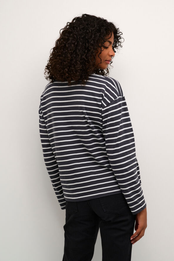 Kaffe KAwinny LS T-Shirt Black oyster/ant. white stripe