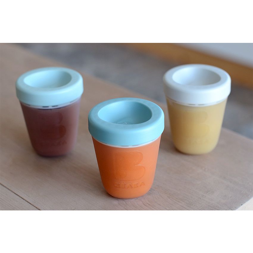 Set de 3 pots de conservation en silicone 200 ml - Jungle - Ecru