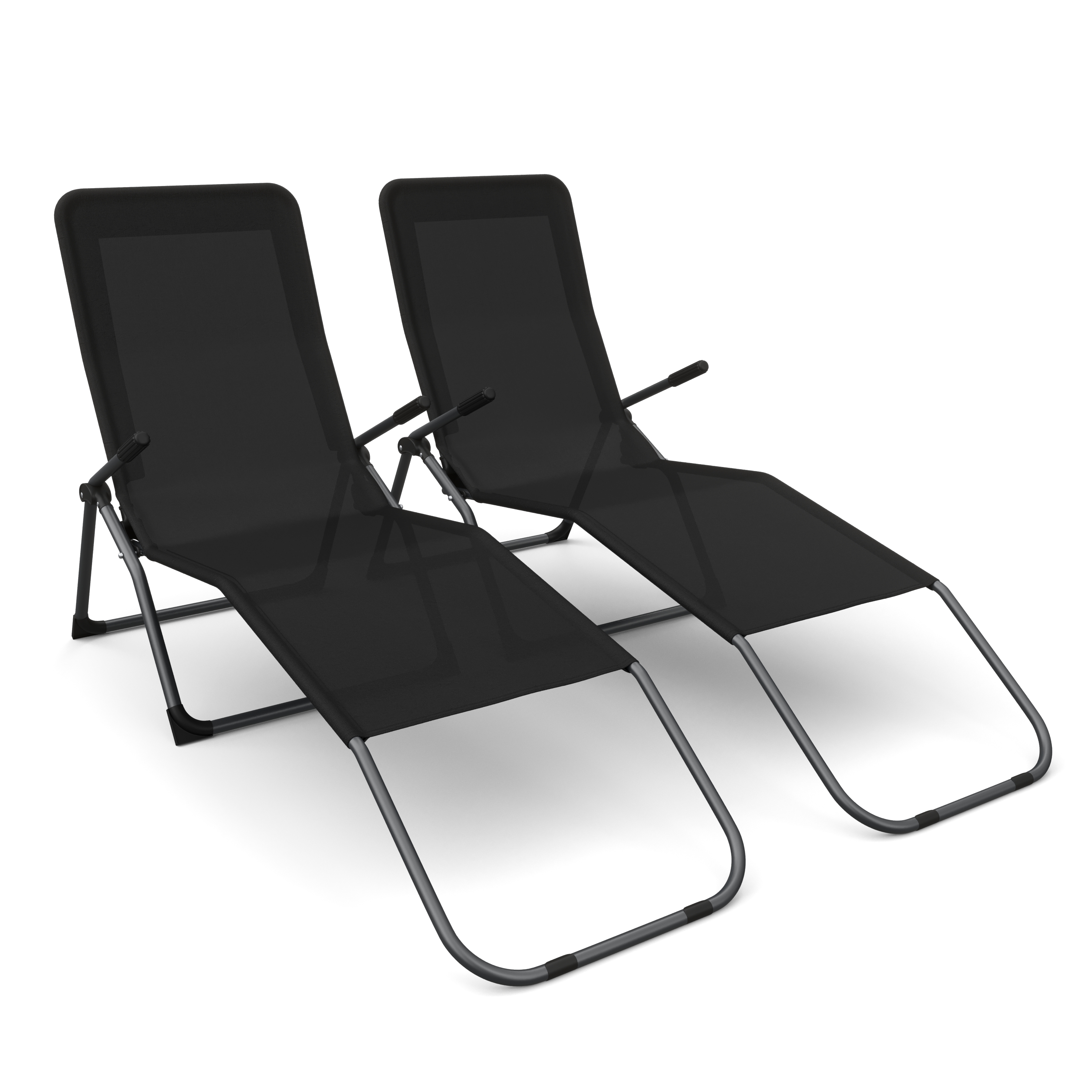 Liegestuhl schwarz 2er Set