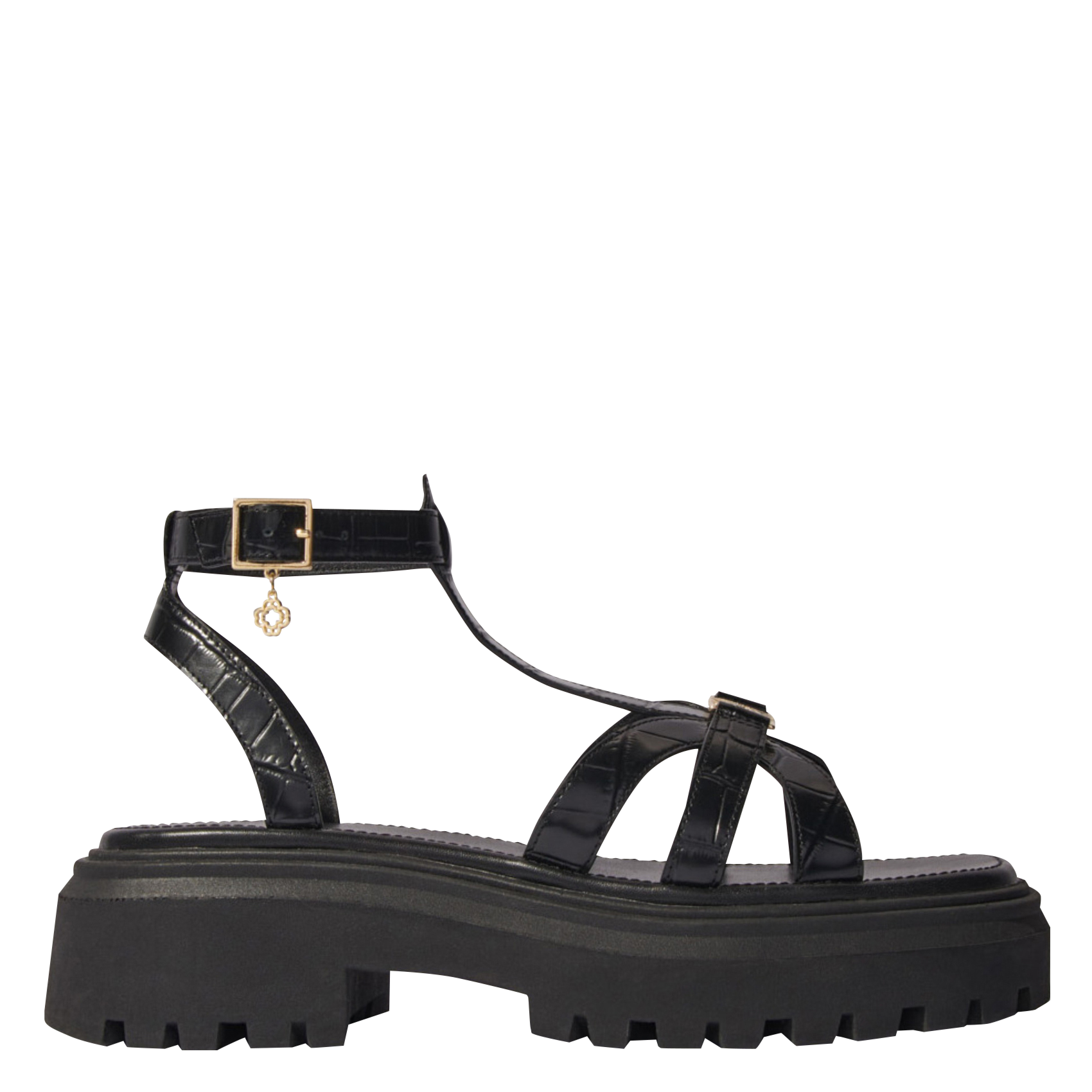 Sandales plates en cuir | Noir