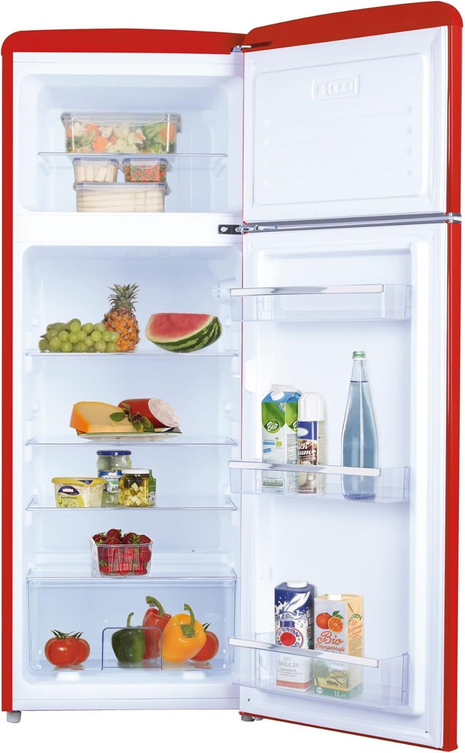 Amica KGC 15632 T Retro Kühl-/Gefrierkombination / Ice Blue (Türkis) / 144cm (H) x 55cm (B) x 62cm (T) / Retro-Design / Kühlschrank mit Gefrierfach