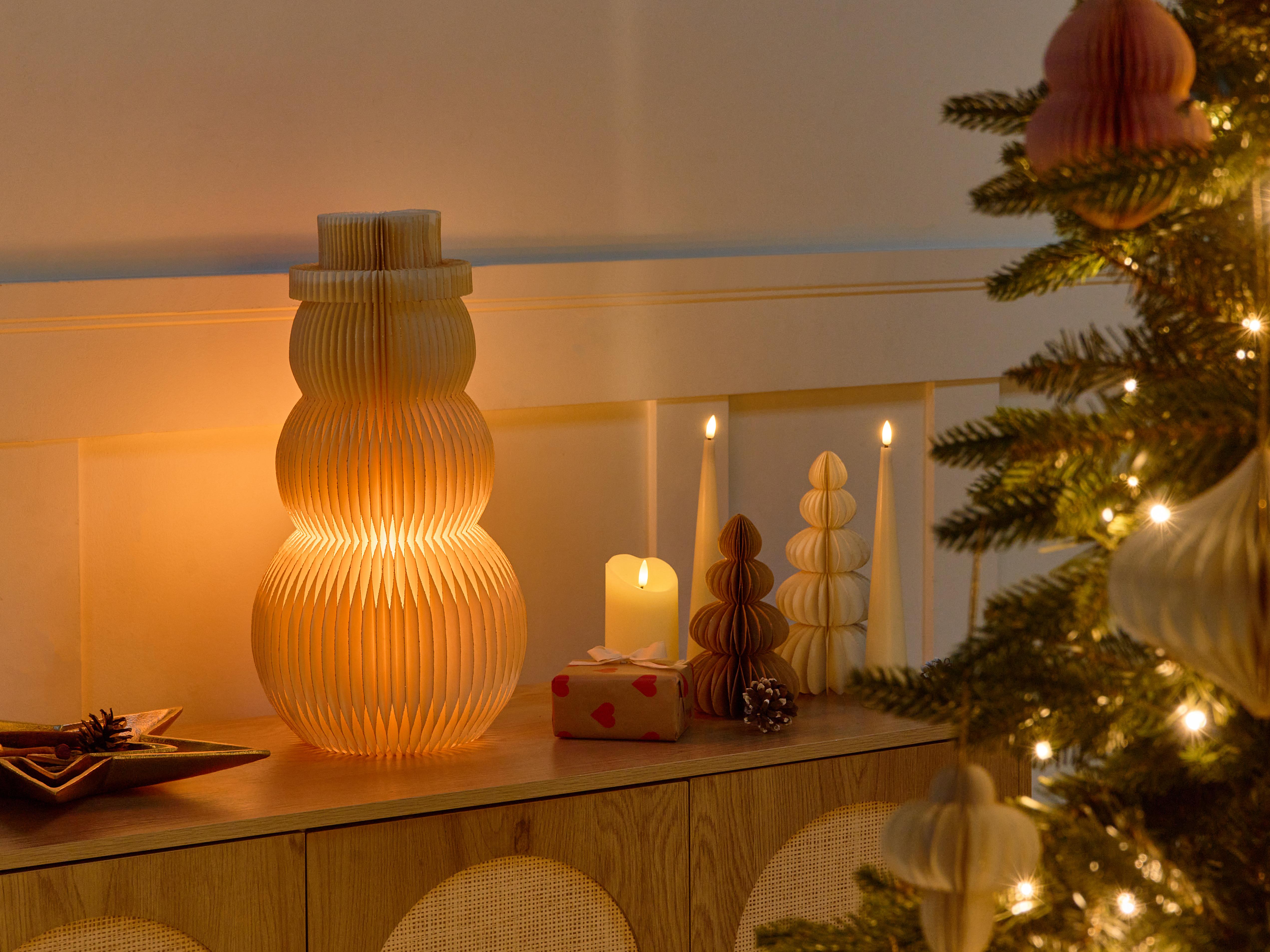 Kerstdecoratie Tafellamp BANGA Sneeuwpop 51 cm Beige