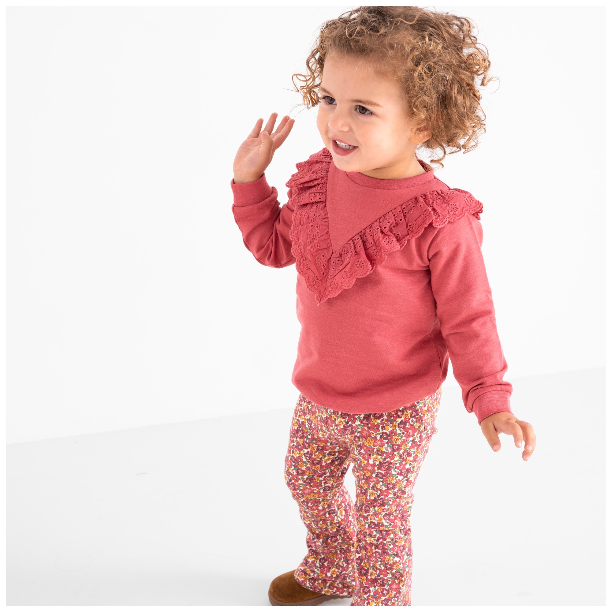 Prénatal peuter sweater lange mouwen effen roze