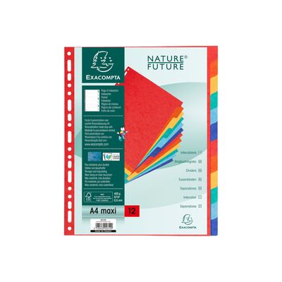 Exacompta Nature Future - Intercalaire 12 positions - A4 Maxi - carte rigide colorée