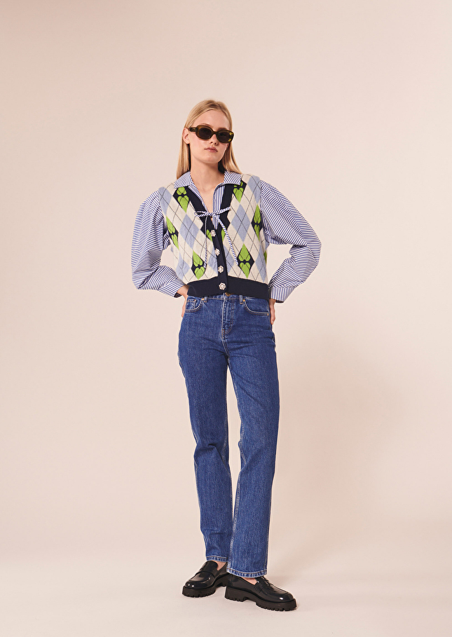 Gilet Georgesbleu en coton et mohair
