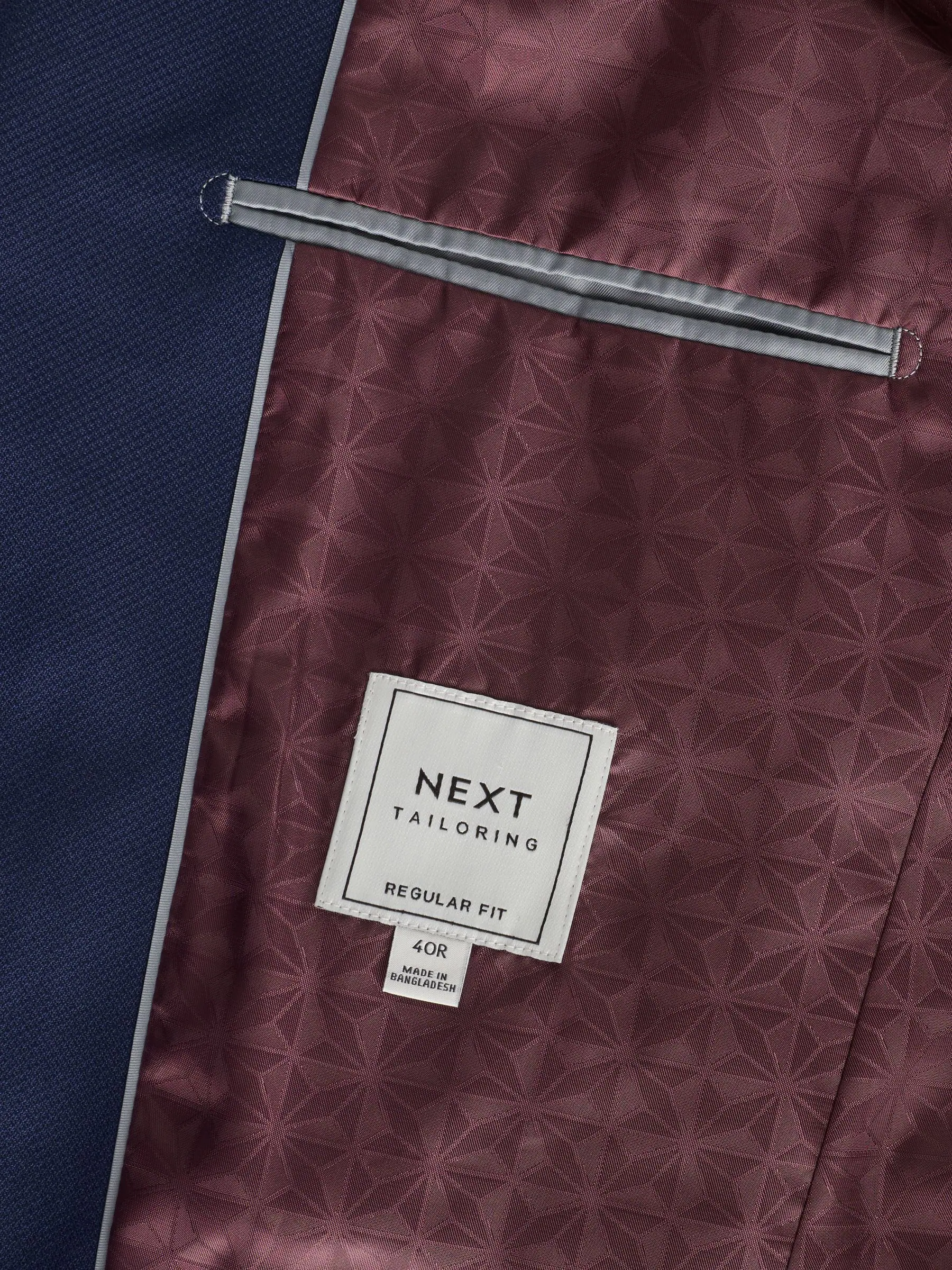Helderblauw - Normale Pasvorm - Kostuum met textuur: colbert