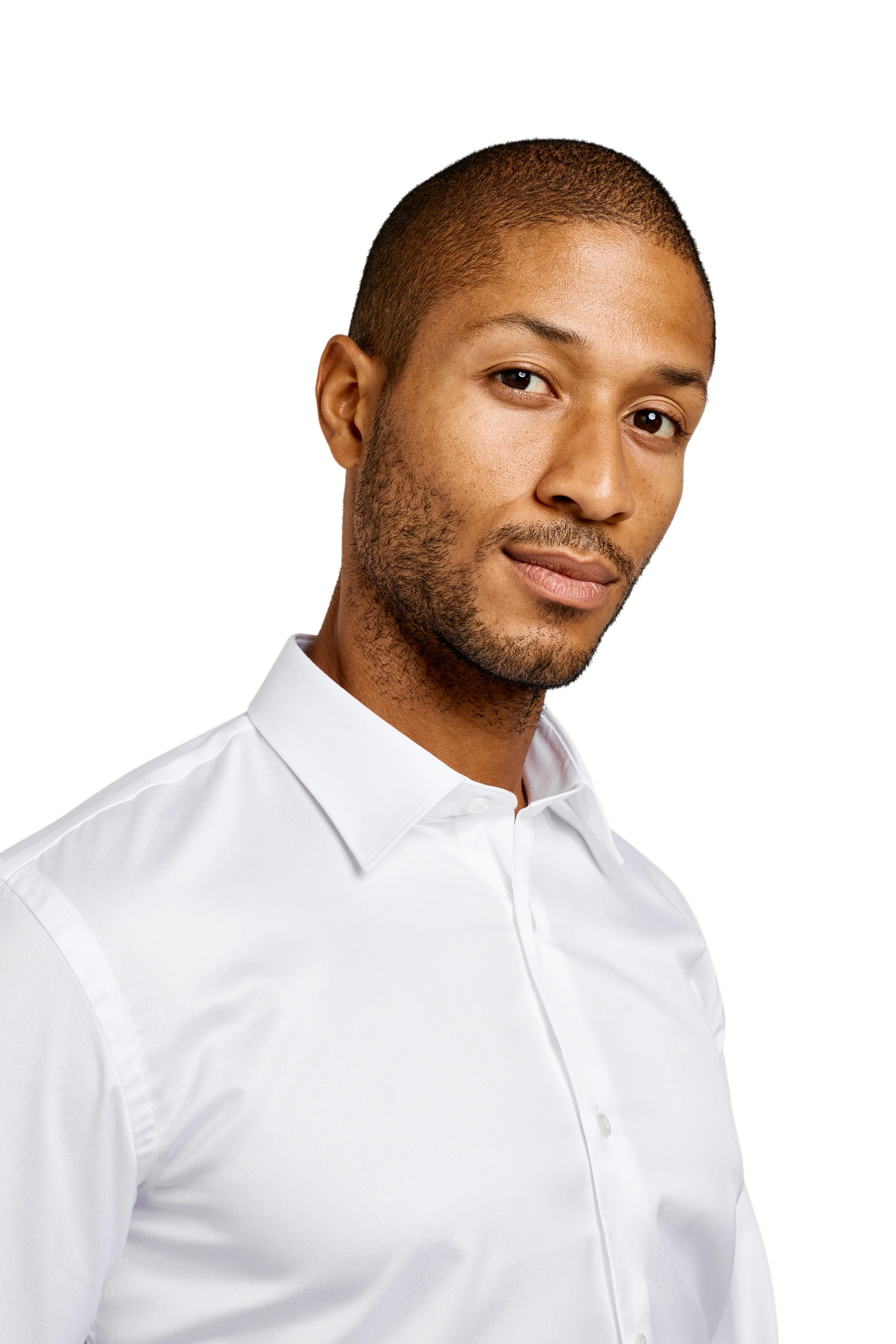 Chemise blanche cintrée sans repassage en twill de coton