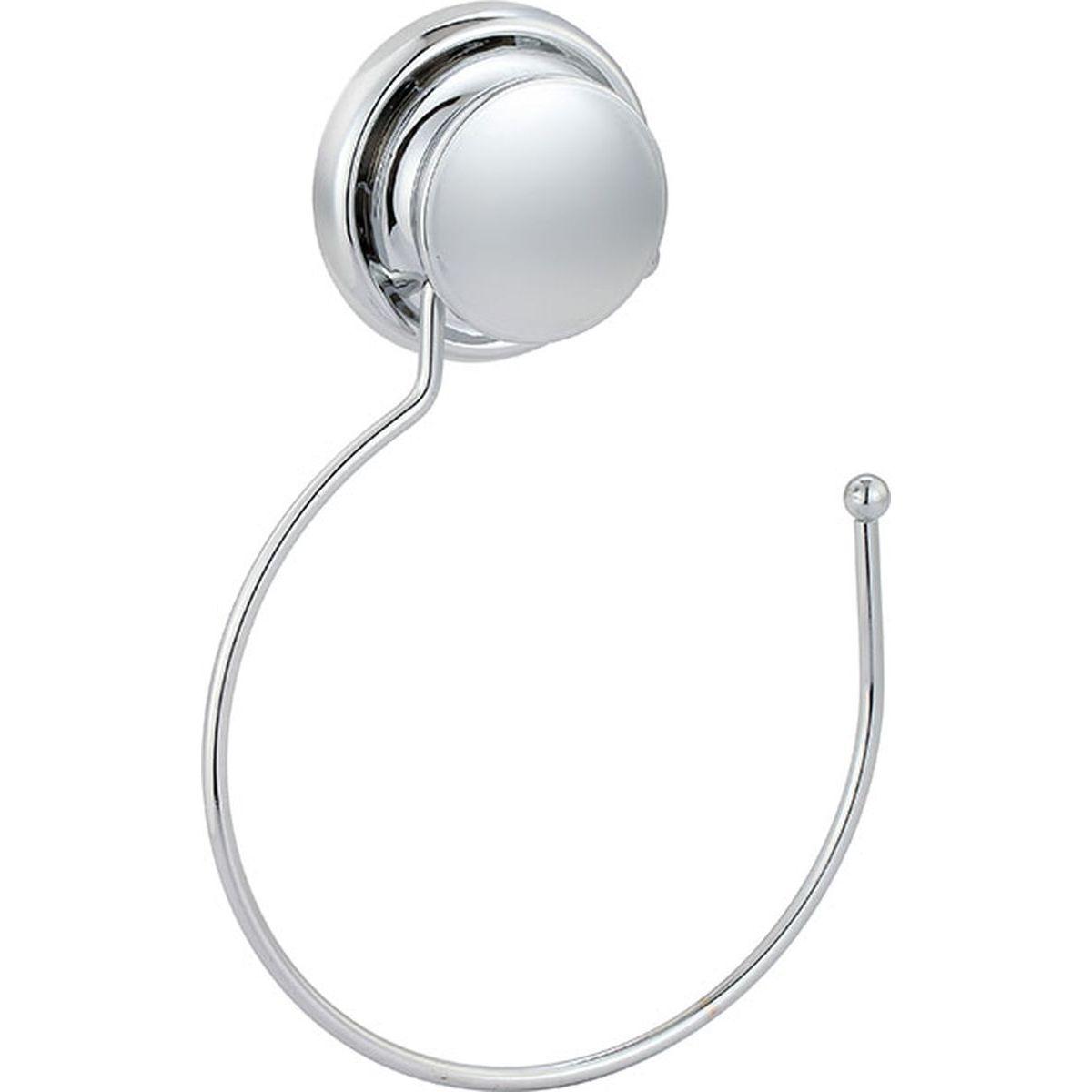 PORTE SERVIETTE ROND METAL SUR VENTOUSES  CHROME