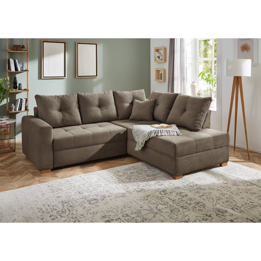 Ecksofa Leon Stoff Cord greige