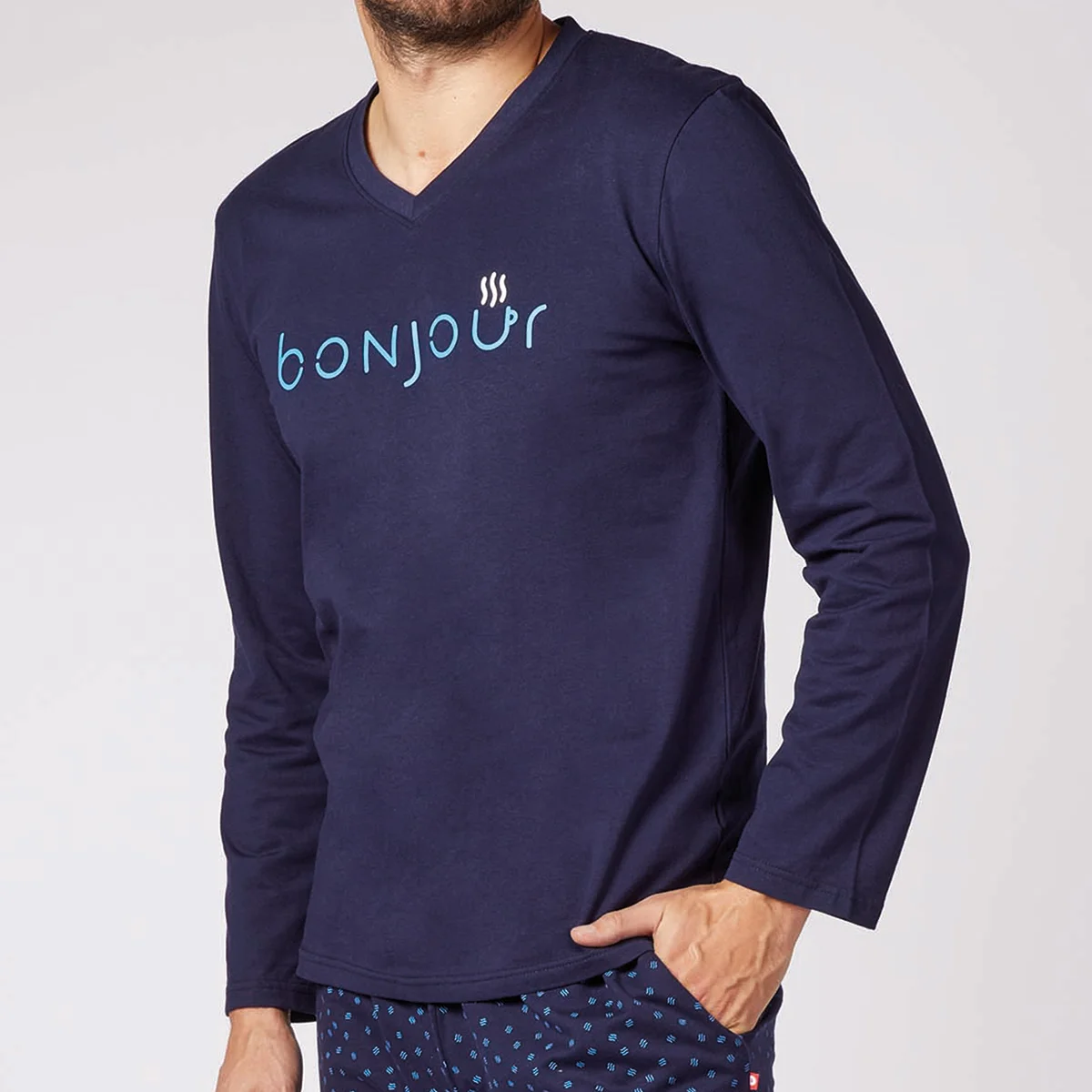 Pyjama homme BONJOUR marine/marine imprimé