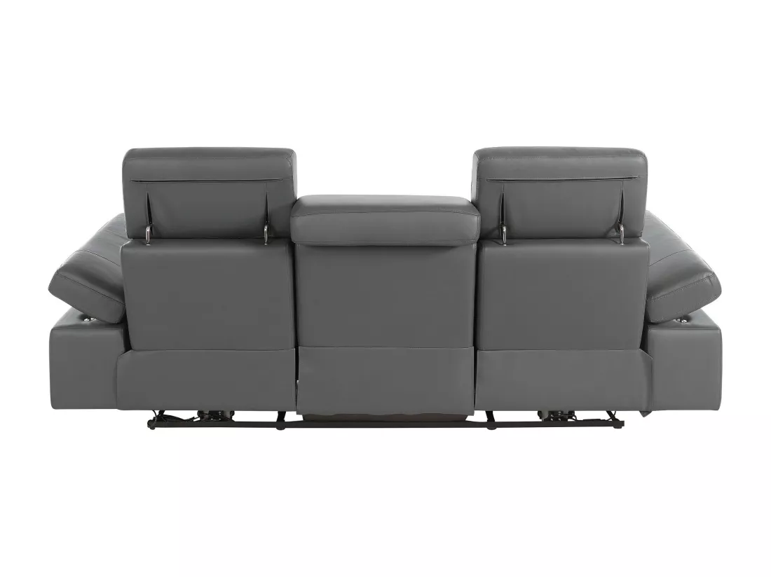Rayland | Fauteuil relax 3 places manuel en cuir et PU gris