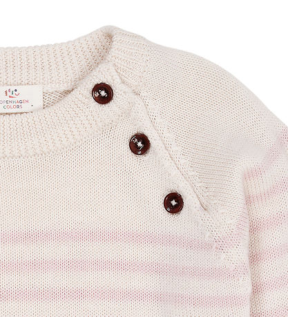 Copenhagen Colors Bluse - Wolle - Strick - Cream/Dusty Rose Stri