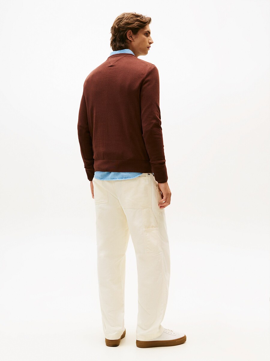 TOMMY HILFIGER<br>Suéter de gola redonda em algodão pima e cashmere