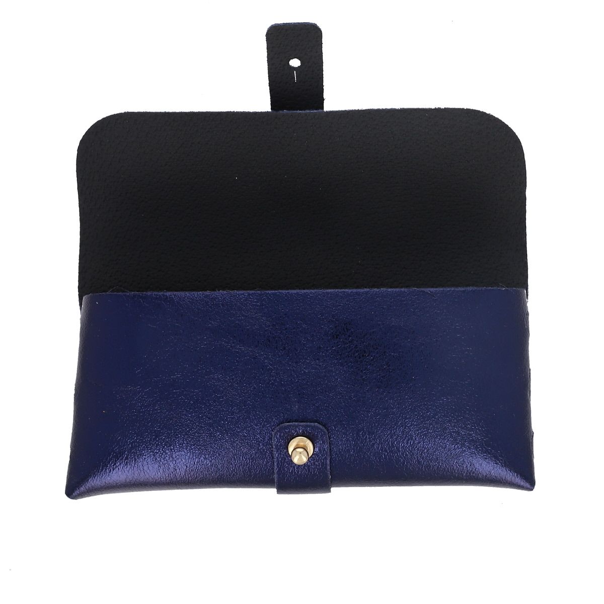 Etui à lunettes cuir irisé bleu nuit