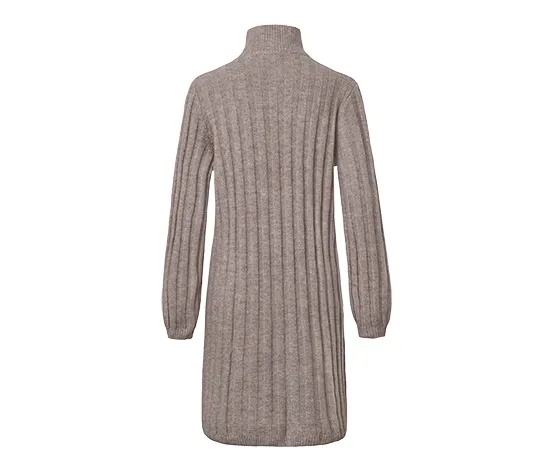 Geripptes Strickkleid mit Stehkragen