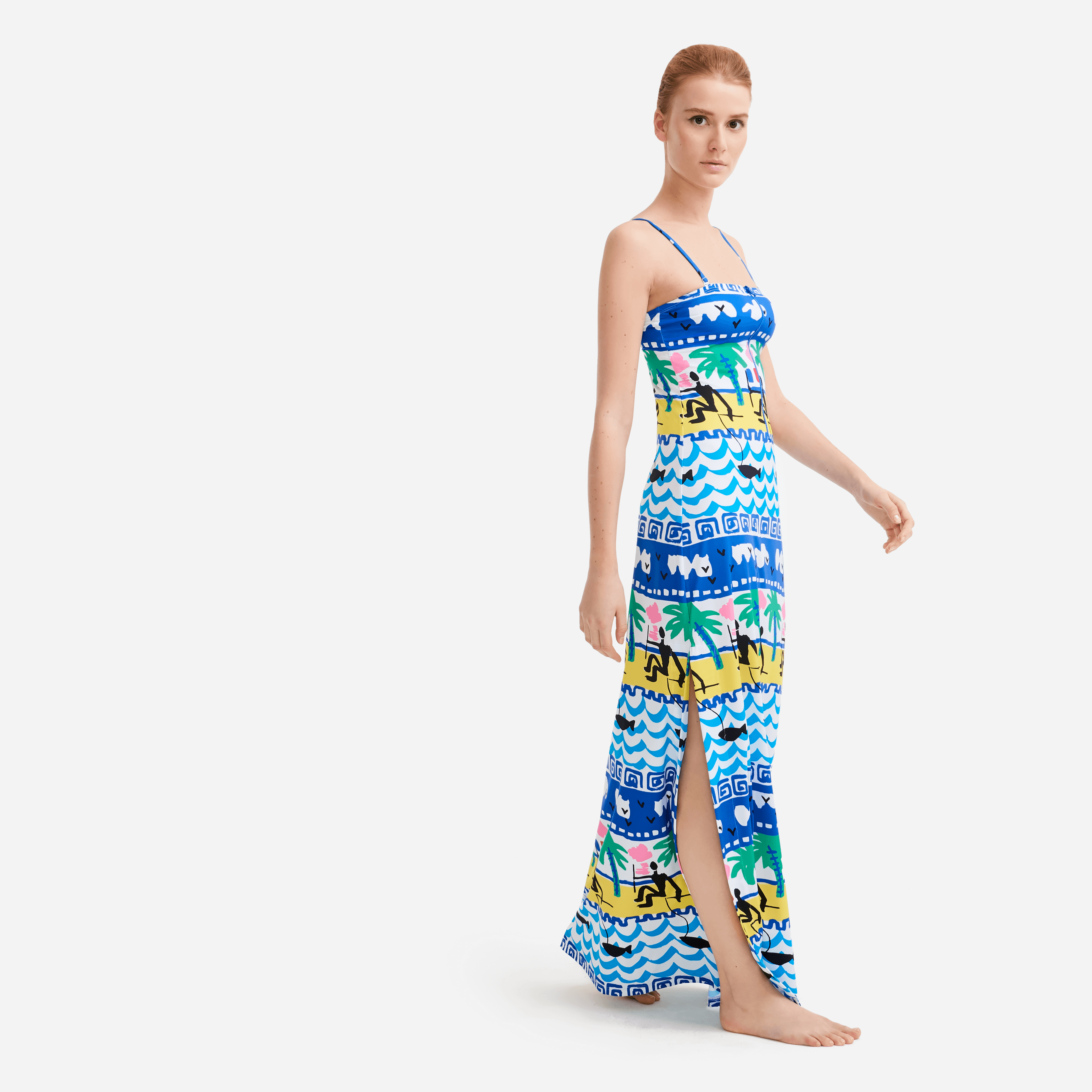 Robe longue bustier femme La Mer - Vilebrequin x JCC+ - Edition limitée | Site Vilebrequin | CSYH9K21
