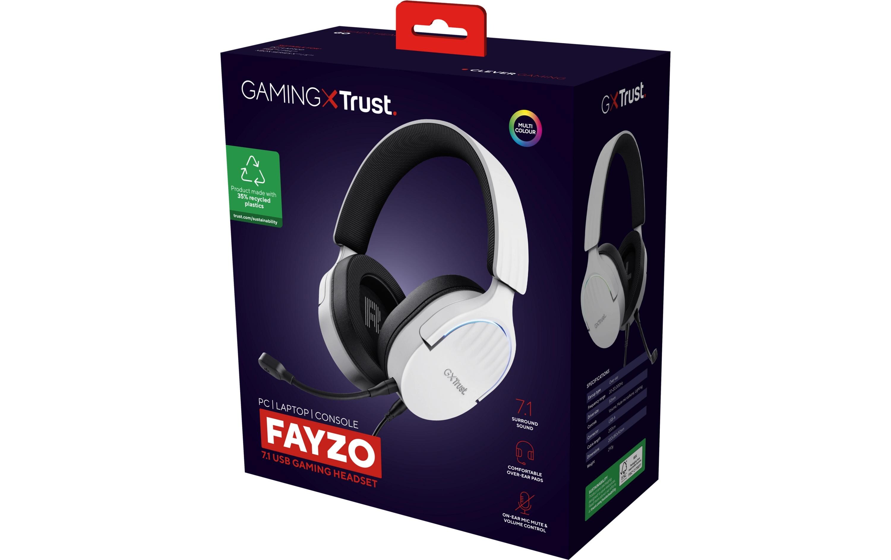 Headset GXT 490 FAYZO Schwarz/WeissLeistungsstarkes ohrumschliessendes 7.1 USB-Gaming-Headset für ein immersives Gaming-Erlebnis