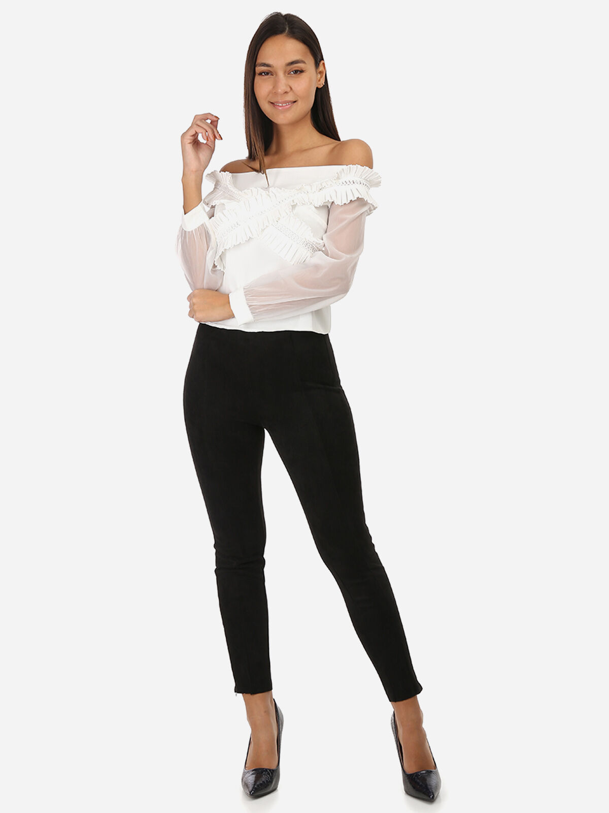 Top à manches en organza- Blanc