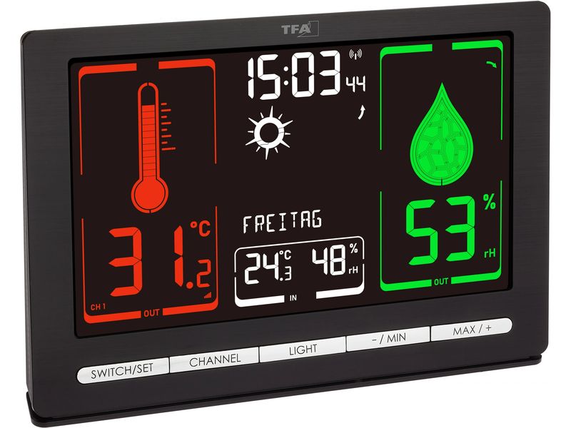 TFA Dostmann Wetterstation Meteo Chrome Schwarz Funk-Wetterstation