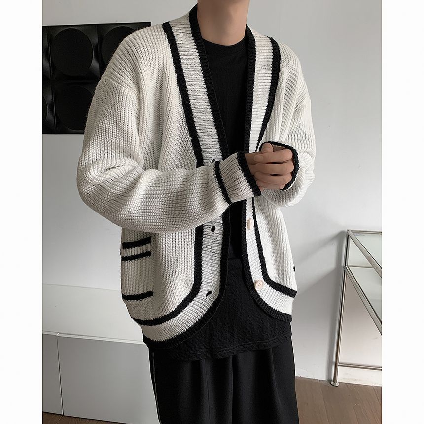 Freehop - V-hals vest met contrasterende rand