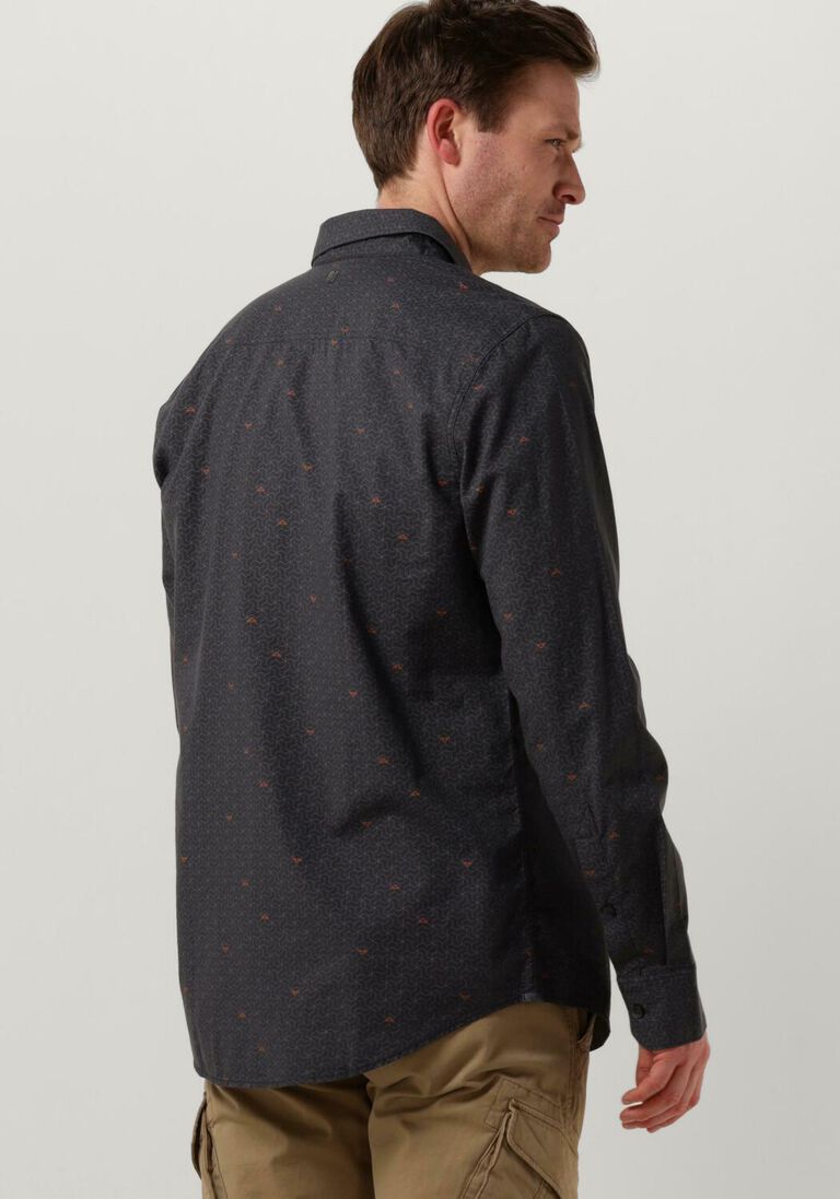 PME LEGEND donkerblauwe pme legend casual overhemd long sleeve shirt print on ctn slub