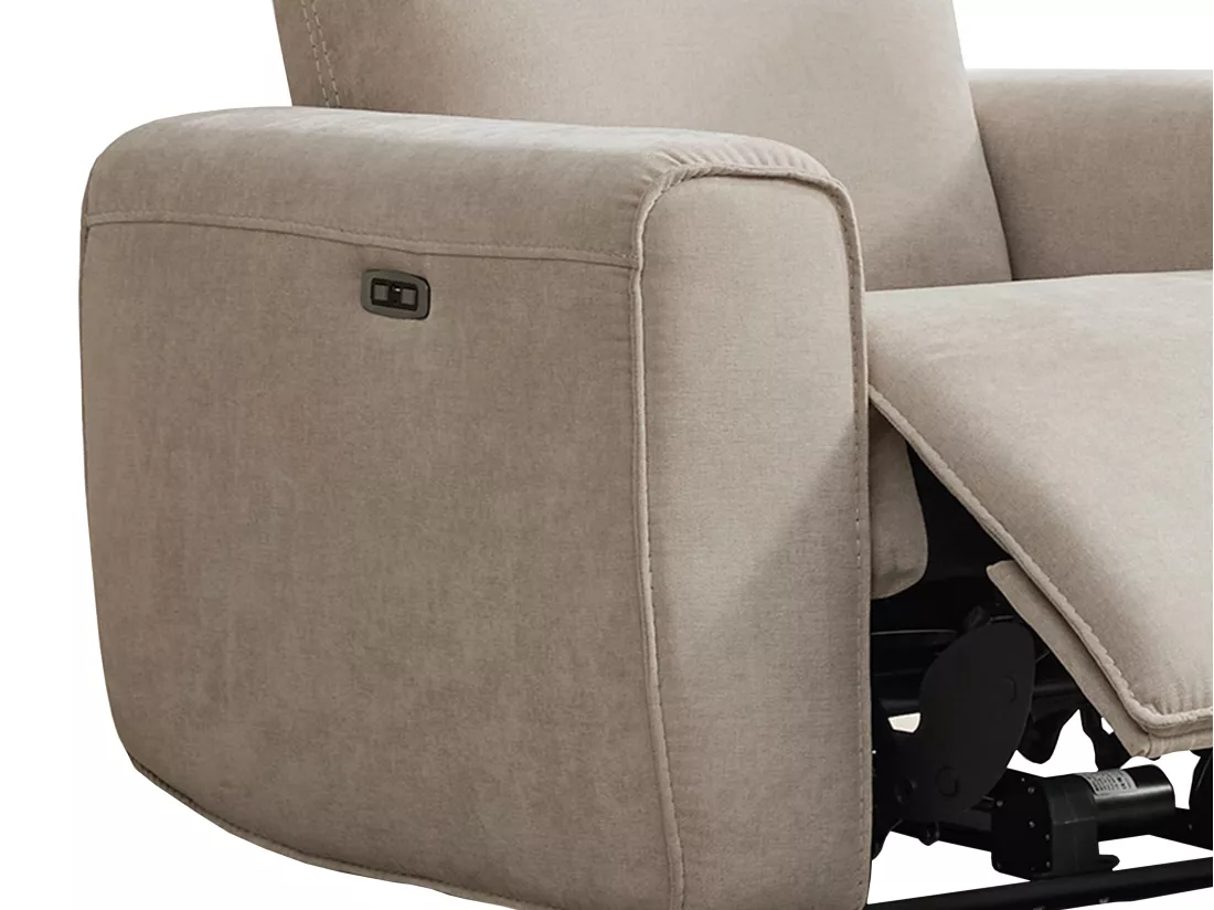 Canapé 3 places et fauteuil relax électrique en tissu beige LORGITA