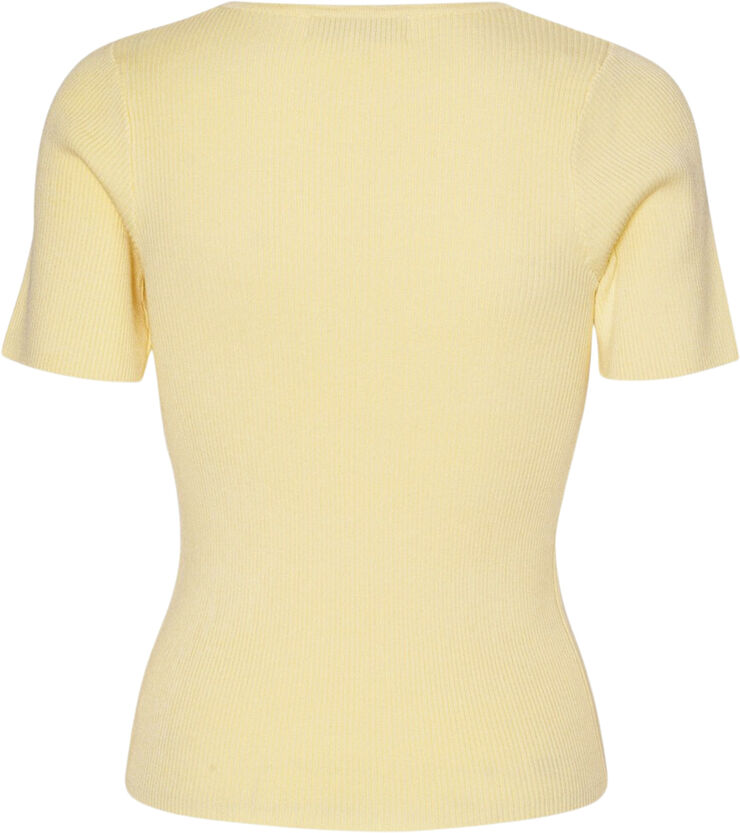 A-VIEW Rib knit short sleeve top Pale yellow