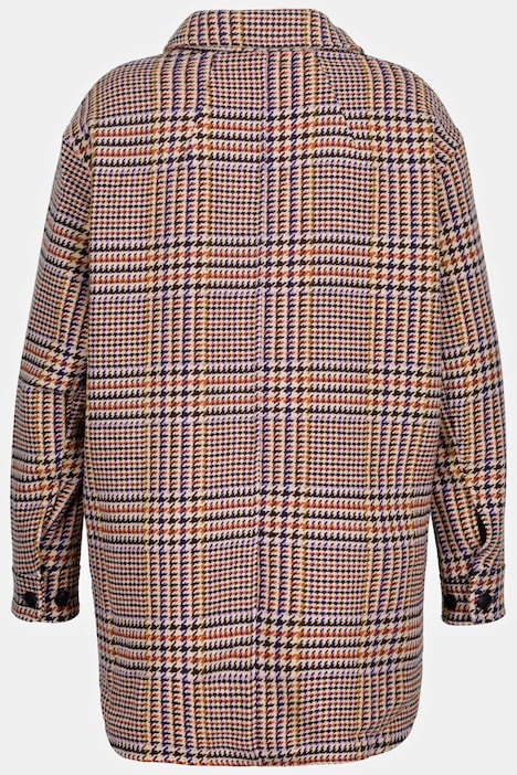 Jacke, Karomuster, Oversized, Hemdkragen, Langarm