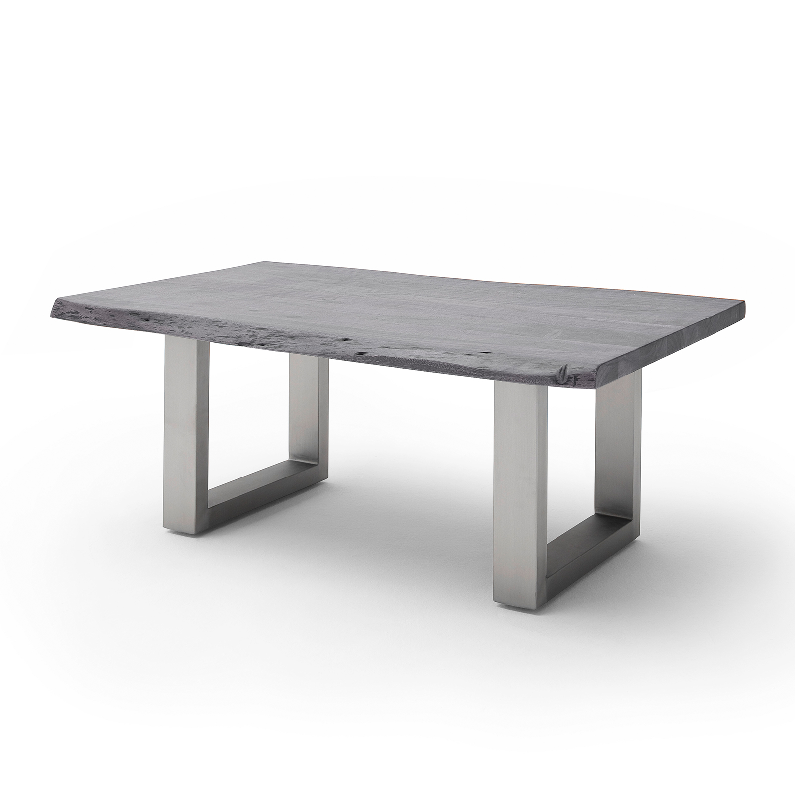 Couchtisch CARTAGENA - Akazie grau-Edelstahl - U-Gestell - 110x70 cm