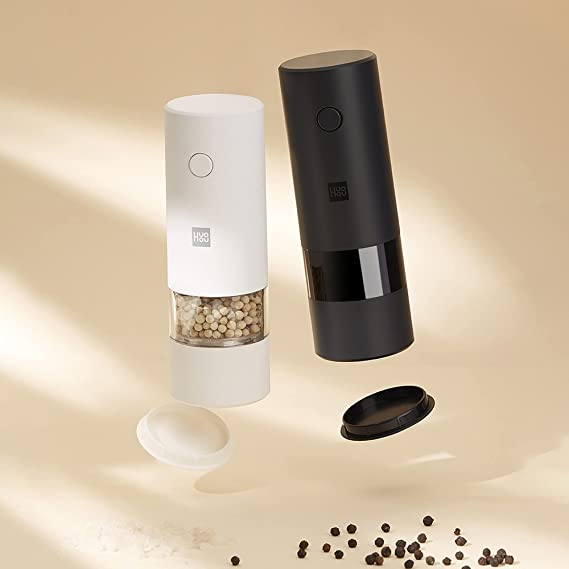 Elektrische Pfeffermühle Salz Grinder Automatische Gewürzmühle mit LED Licht inkl. Ladekabel - Schwarz