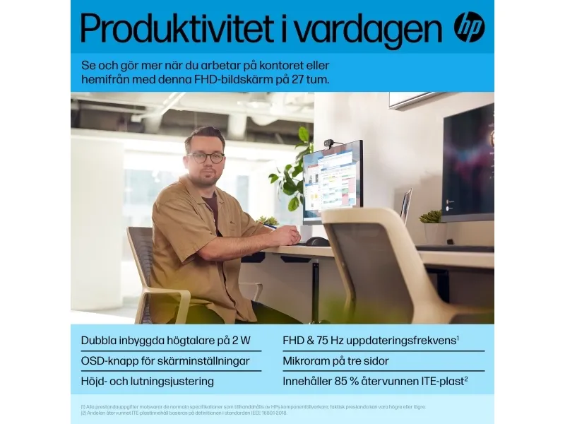[OUTLET] - HP P27h G5 - P-Series - LED-skærm - 27