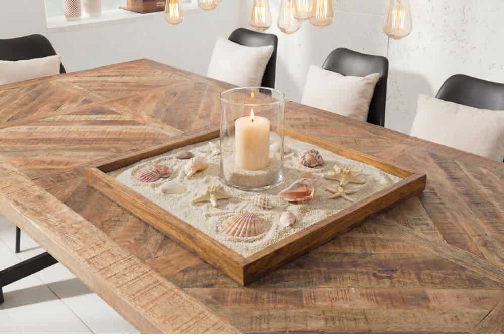 Massives Tablett MAKASSAR 50cm braun Mangoholz honey finish handmade
