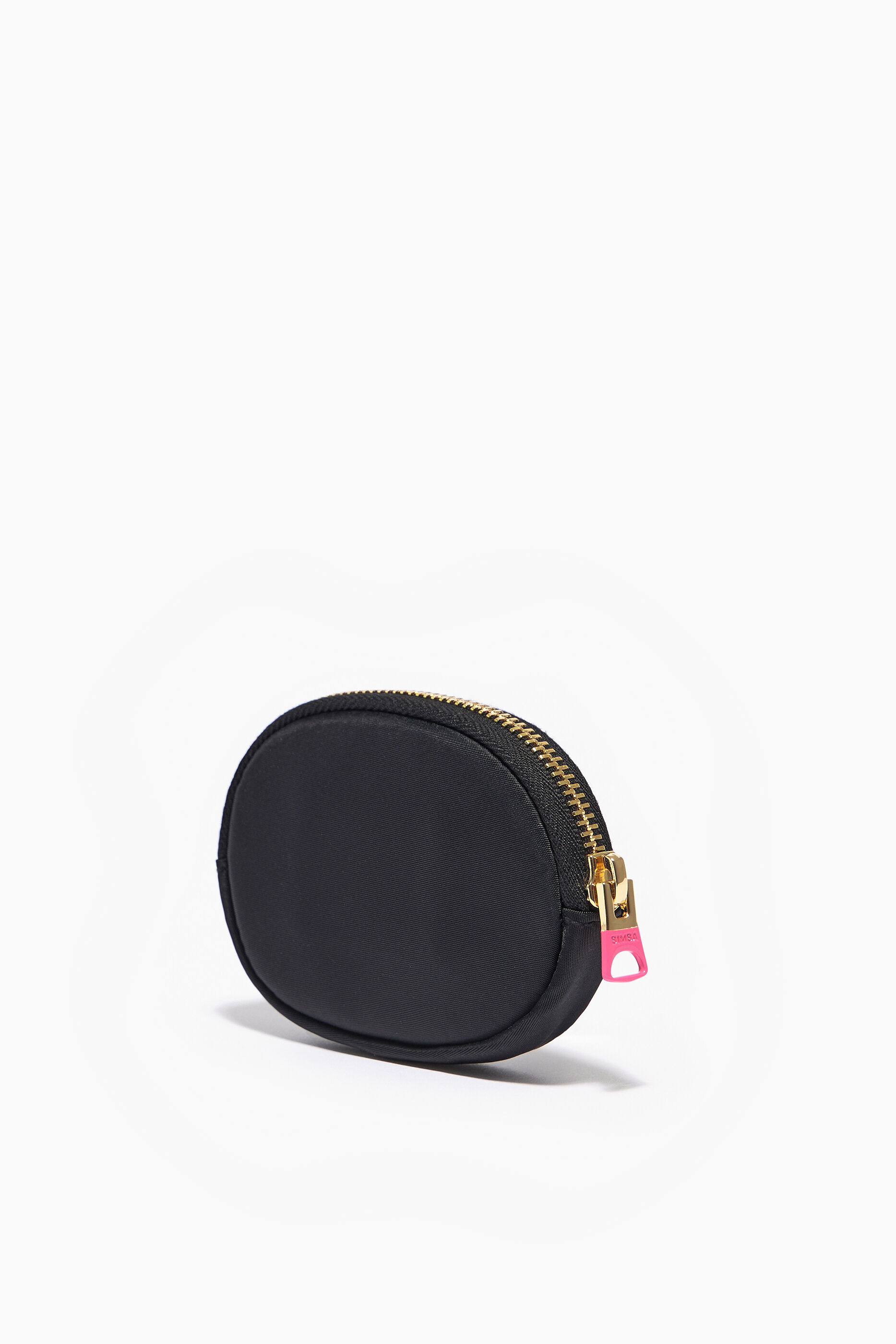 Porta-moedas oval de náilon preto
