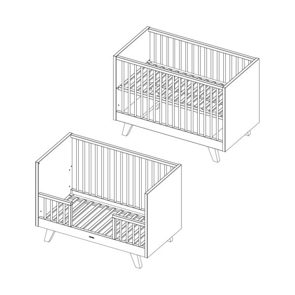 Kidsmill Lars Babykamer Wit / Naturel | Bed 60 x 120 cm   Commode
