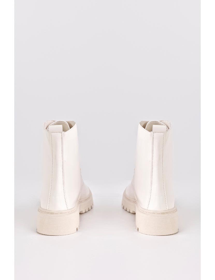 White Lace-Up Ankle Boots