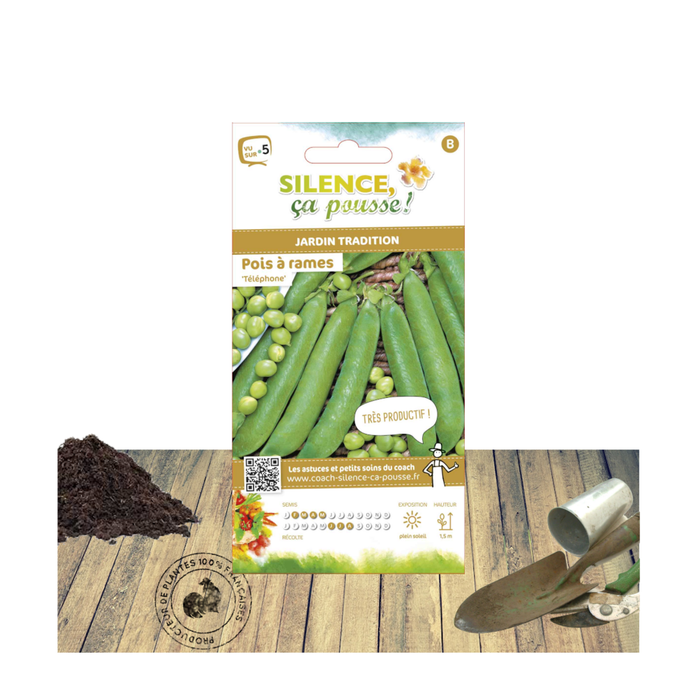 Graines de pois nain grain ridé téléphone/pisum sativum nain grain ridé téléphone[-]sachet de 15 gr.