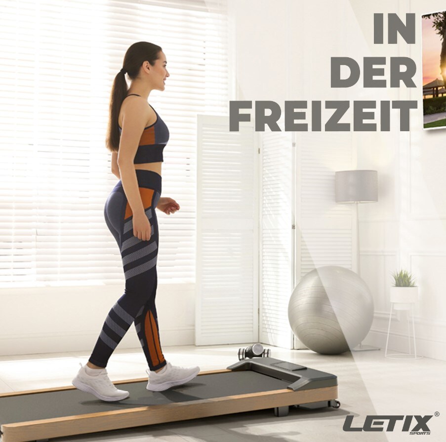 LETIX Elektrisches Laufband DeskWalk für zu Hause oder Büro, LCD-Display Motorisiertes Fitnessgerät, Schreibtisch Heimtrainer - Holz Optik - versch. Ausführungen