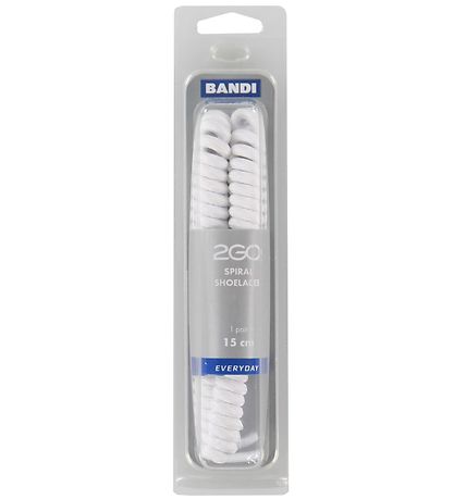 2GO elastische Spiralschnürsenkel - 15 cm - 1 Paar - Weiß