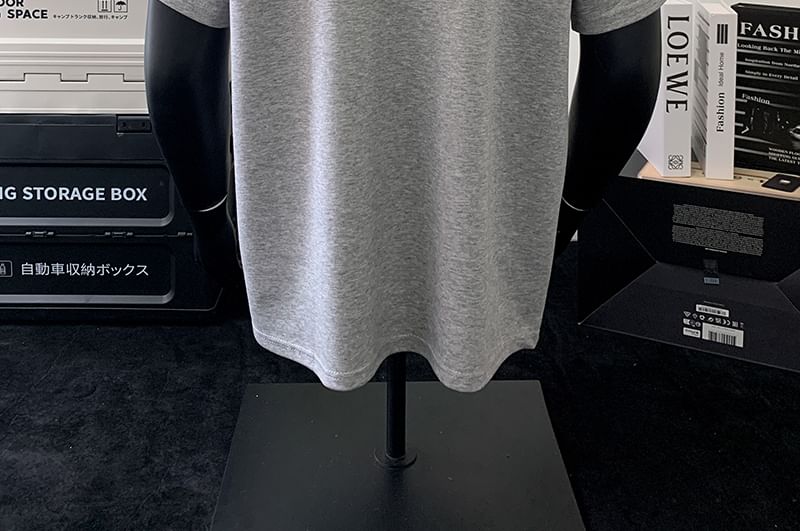 Mimiyox - Effen T-shirt met korte mouwen en ronde hals