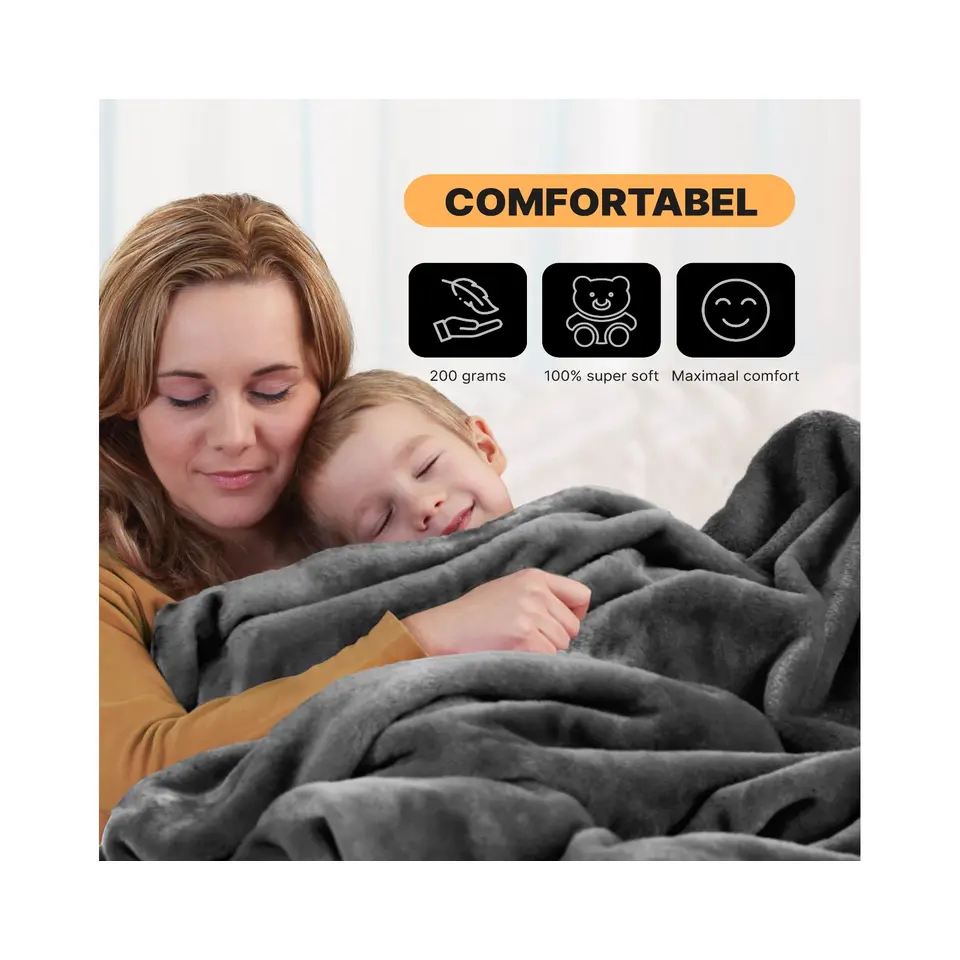 O'DADDY Fleece deken met mouwen - 150x200 cm - super zacht - grijs
