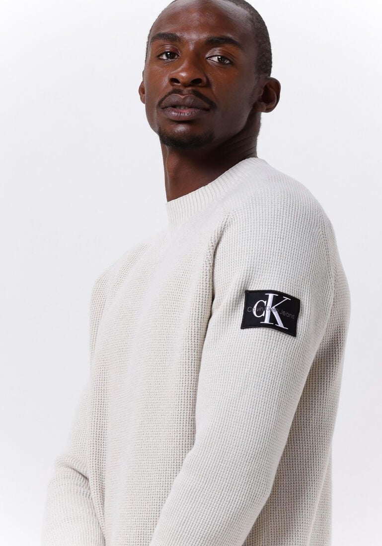 CALVIN KLEIN beige calvin klein sweater monologo badge sweater