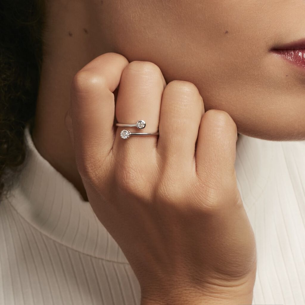 Bague Ajustable Mechte 1 Argent Blanc Oxyde De Zirconium
