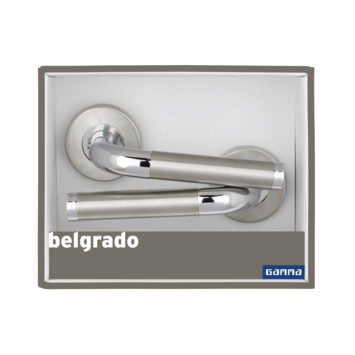 Gamma deurkruk set Belgrado rond rozet RVS glans
