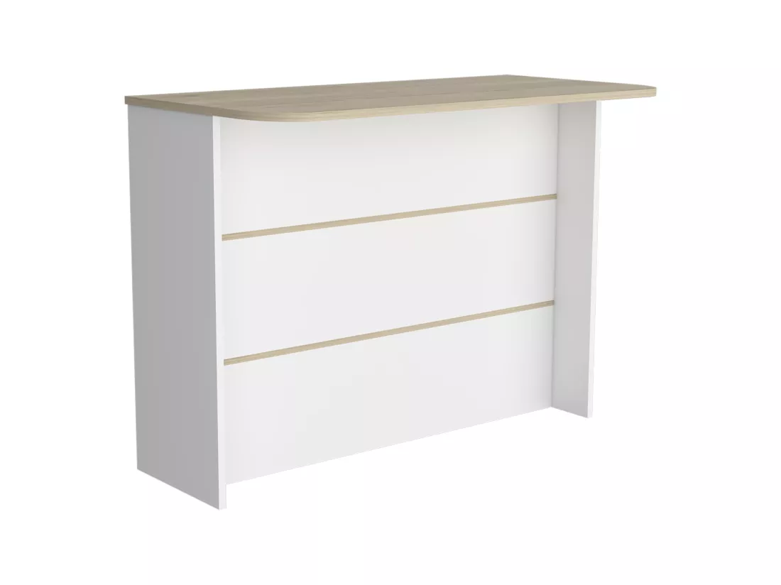 Bar de cuisine en mélamine Fendi avec trois étagères , 90 X 120 X 60 cm , Blanc / Miel