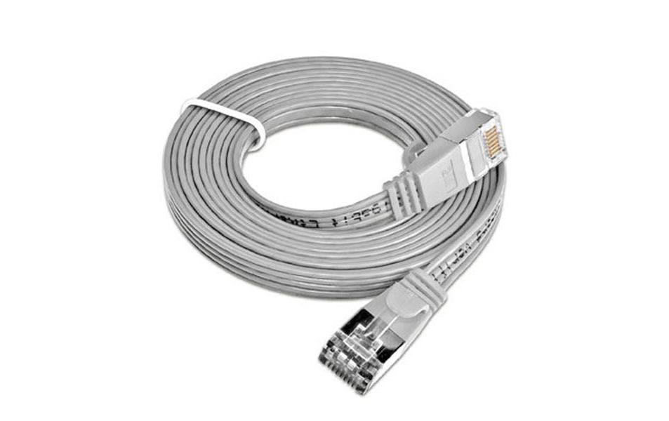 Slimpatchkabel RJ-45 - RJ-45, Cat 6, STP, 1.5 m, GrauGeschirmtes Twisted-Pair-Kabel (STP) mit Klinkenschutz